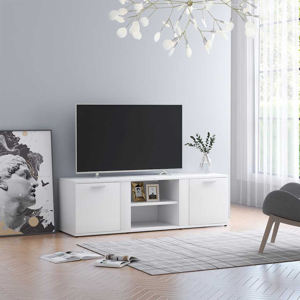 vidaXL Mueble de TV madera contrachapada blanco 120x34x37 cm - Image 3