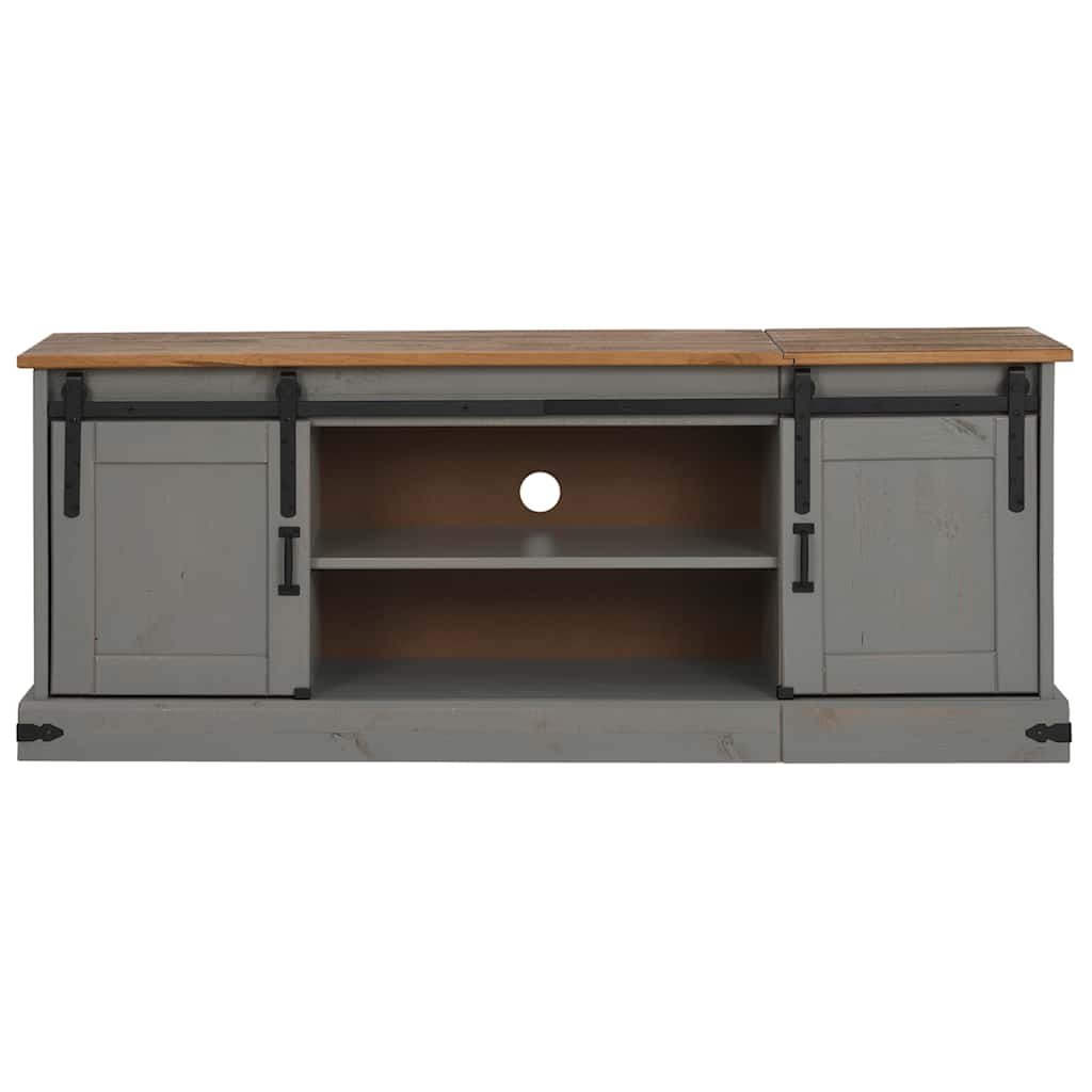 vidaXL Mueble de TV HALDEN 2 puerta correderas gris 150x40x60 cm - Image 3