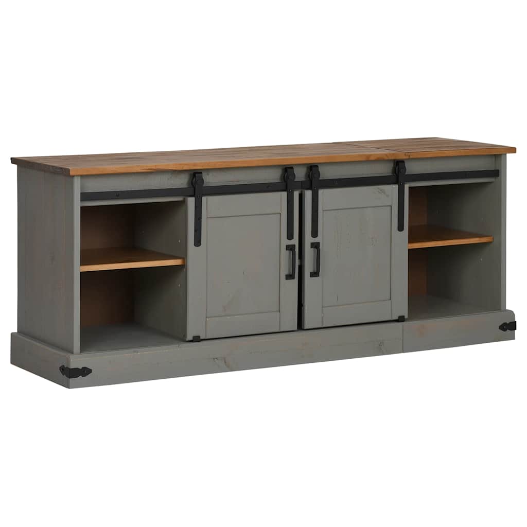 vidaXL Mueble de TV HALDEN 2 puerta correderas gris 150x40x60 cm - Image 4