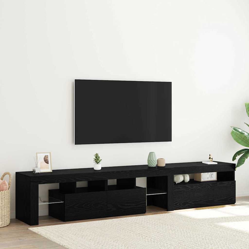 vidaXL Gabinete de TV 2 pcs Roble Negro 260 x 37 x 40 cm