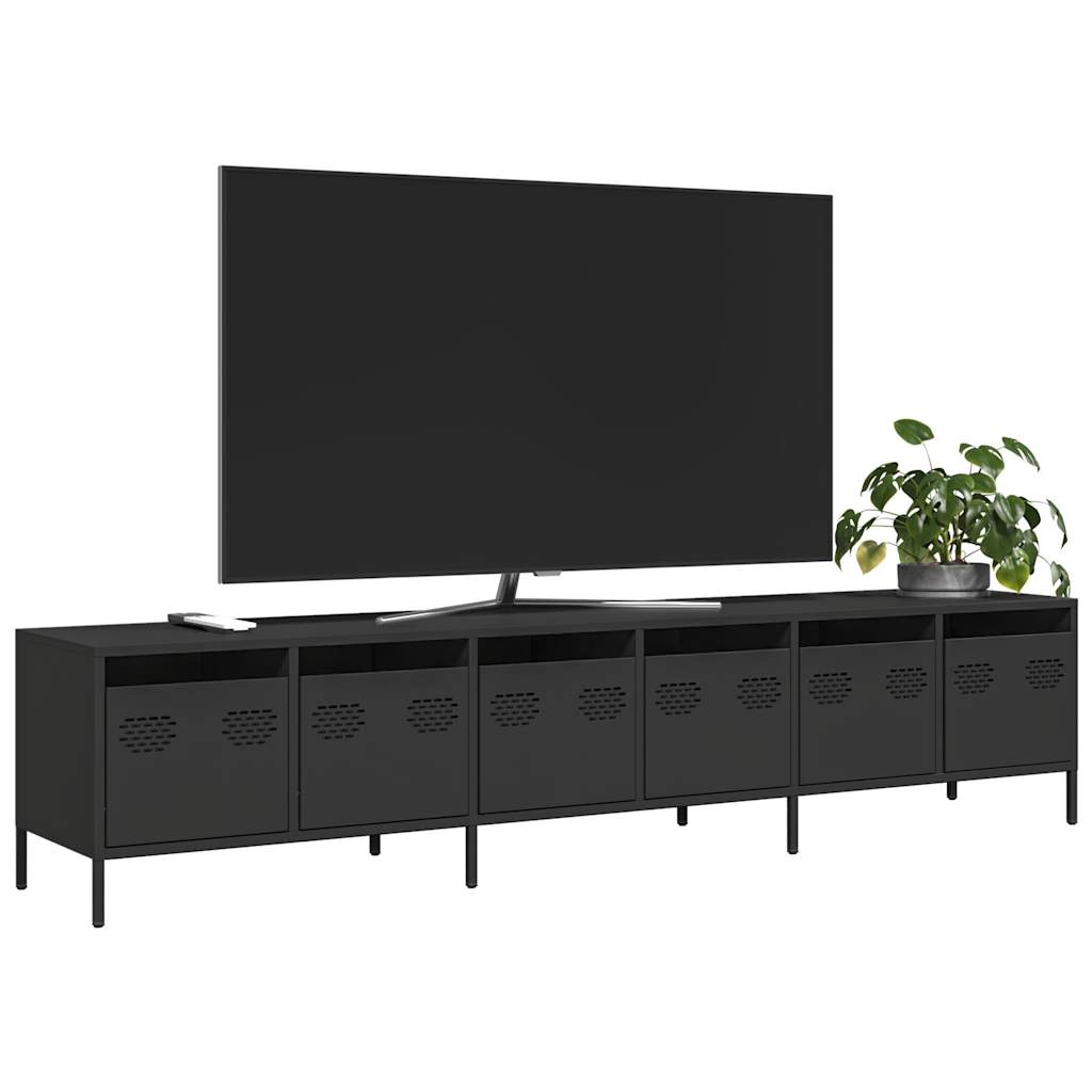 vidaXL Mueble para TV acero laminado en frío negro 202x39x43,5 cm