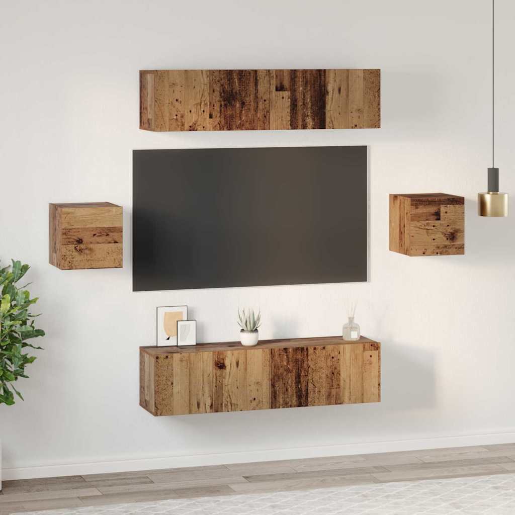 vidaXL Conjunto de mueble de TV 6 pcs Madera envejecida - Image 4