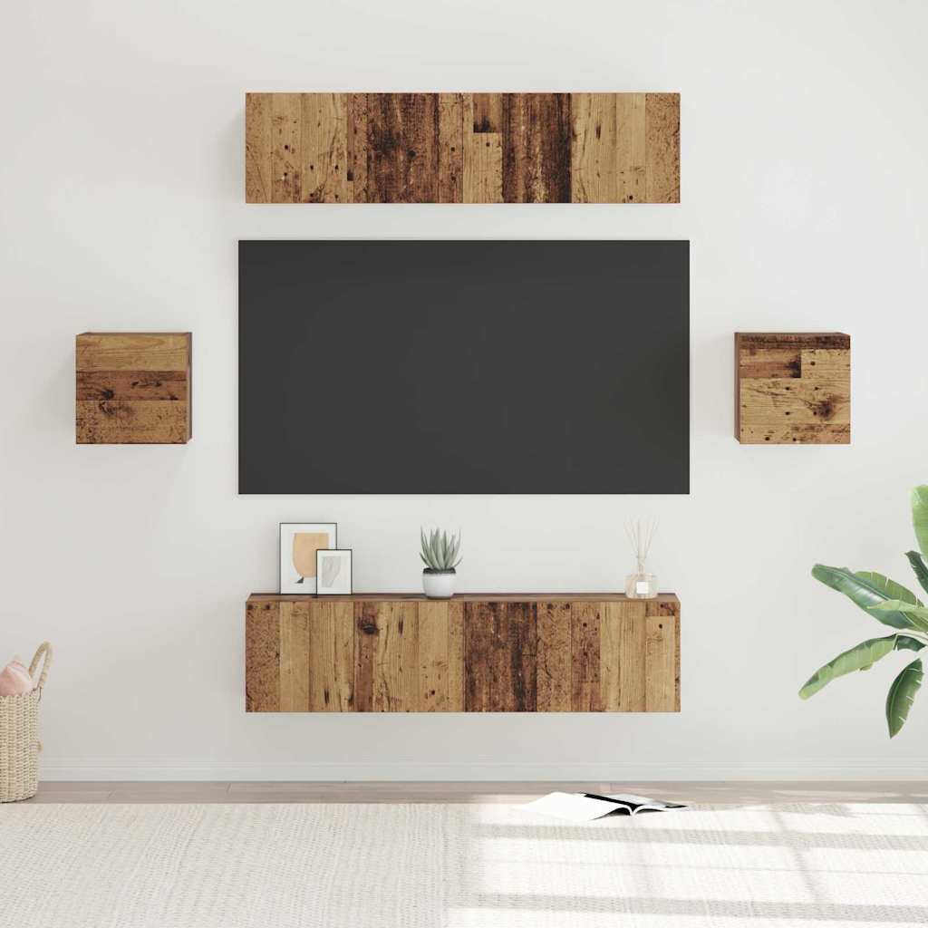 vidaXL Conjunto de mueble de TV 6 pcs Madera envejecida