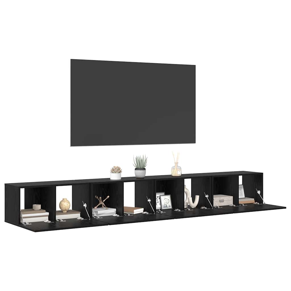 vidaXL Conjunto de mueble de TV 4 pcs Roble Negro 60 x 30 x 30 cm - Image 3