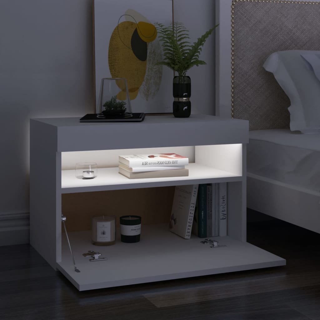 vidaXL Mueble de TV con luces LED blanco 60x35x40 cm - Image 4