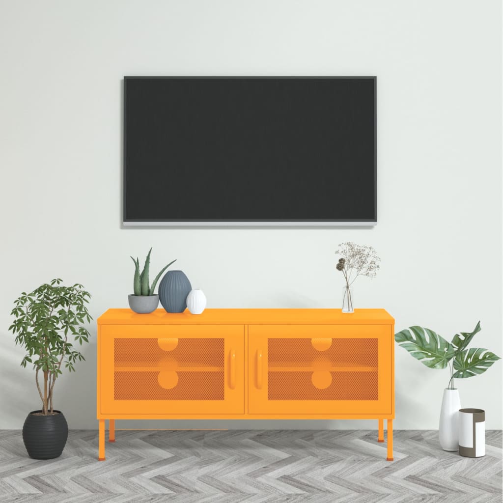 vidaXL Mueble para TV de acero amarillo mostaza 105x35x50 cm