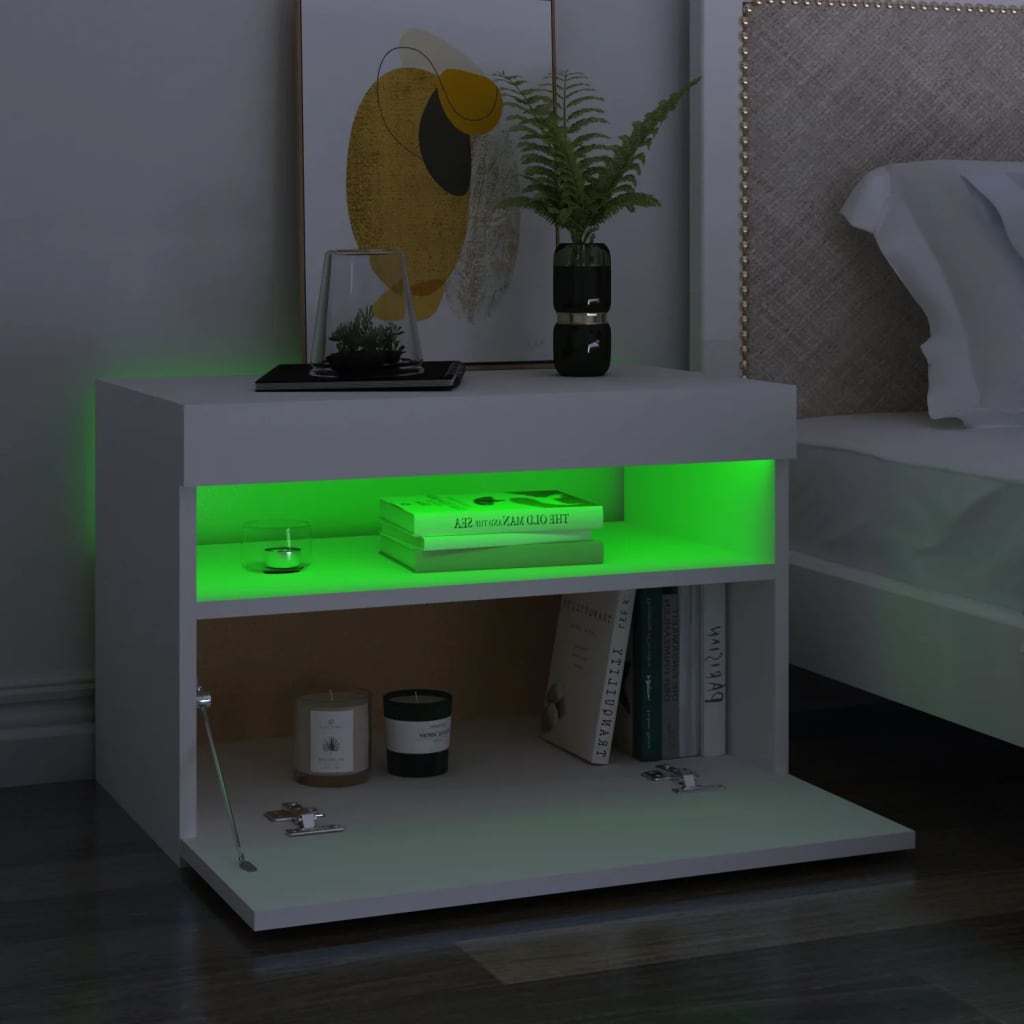 vidaXL Mueble de TV con luces LED blanco 60x35x40 cm - Image 5