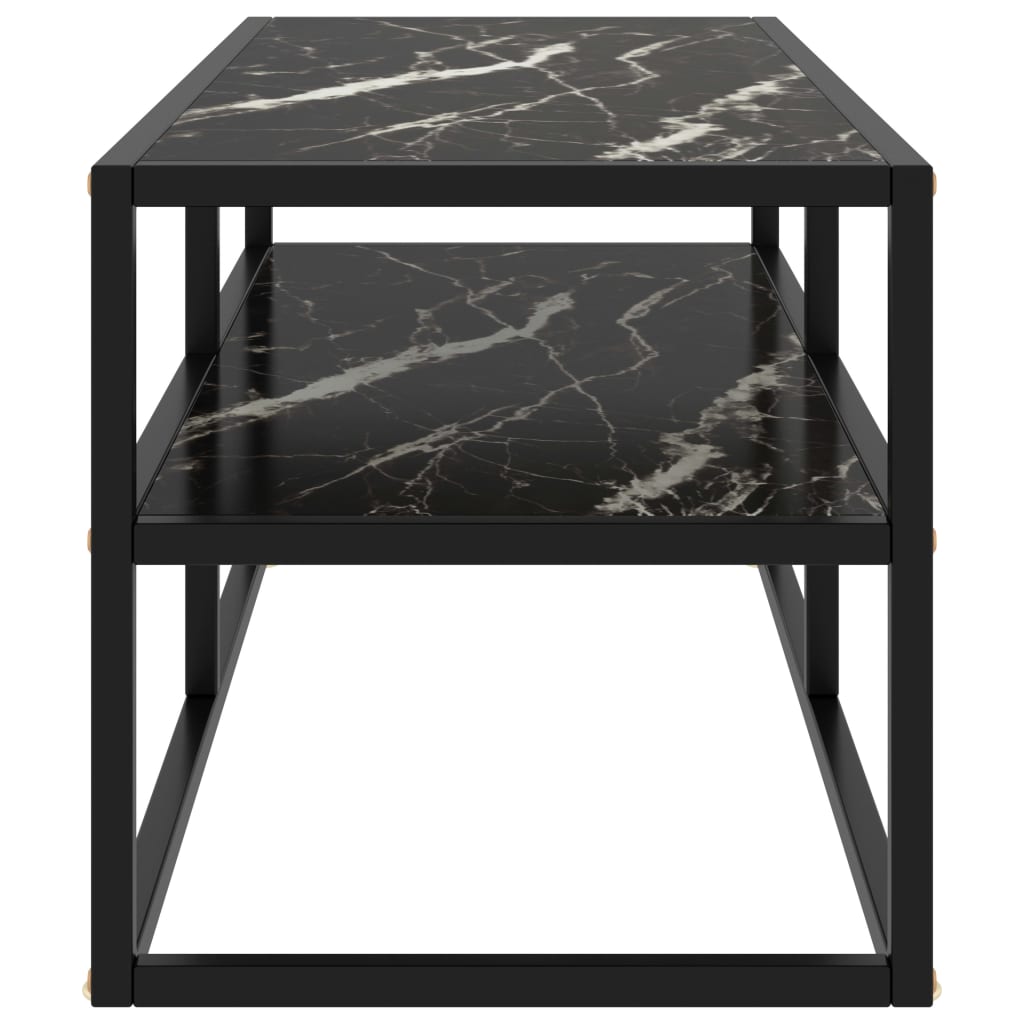 vidaXL Mueble para TV negro con vidrio de mármol negro 100x40x40 cm - Image 3