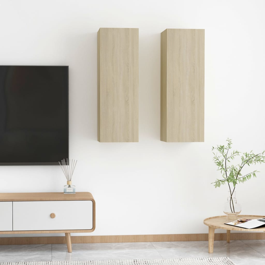 vidaXL Muebles de TV 2 uds madera contrachapada roble 30,5x30x90 cm