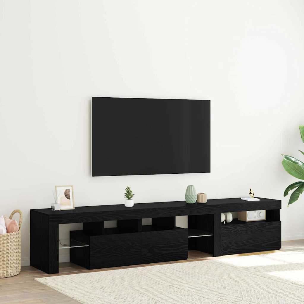 vidaXL Gabinete de TV 2 pcs Roble Negro 260 x 37 x 40 cm