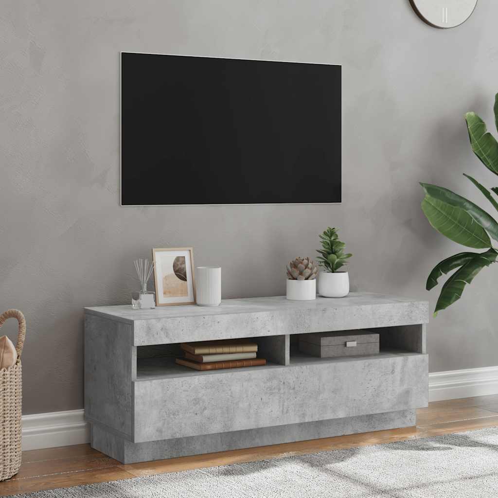 vidaXL Mueble de TV con luces LED gris hormigón 100x35x40 cm