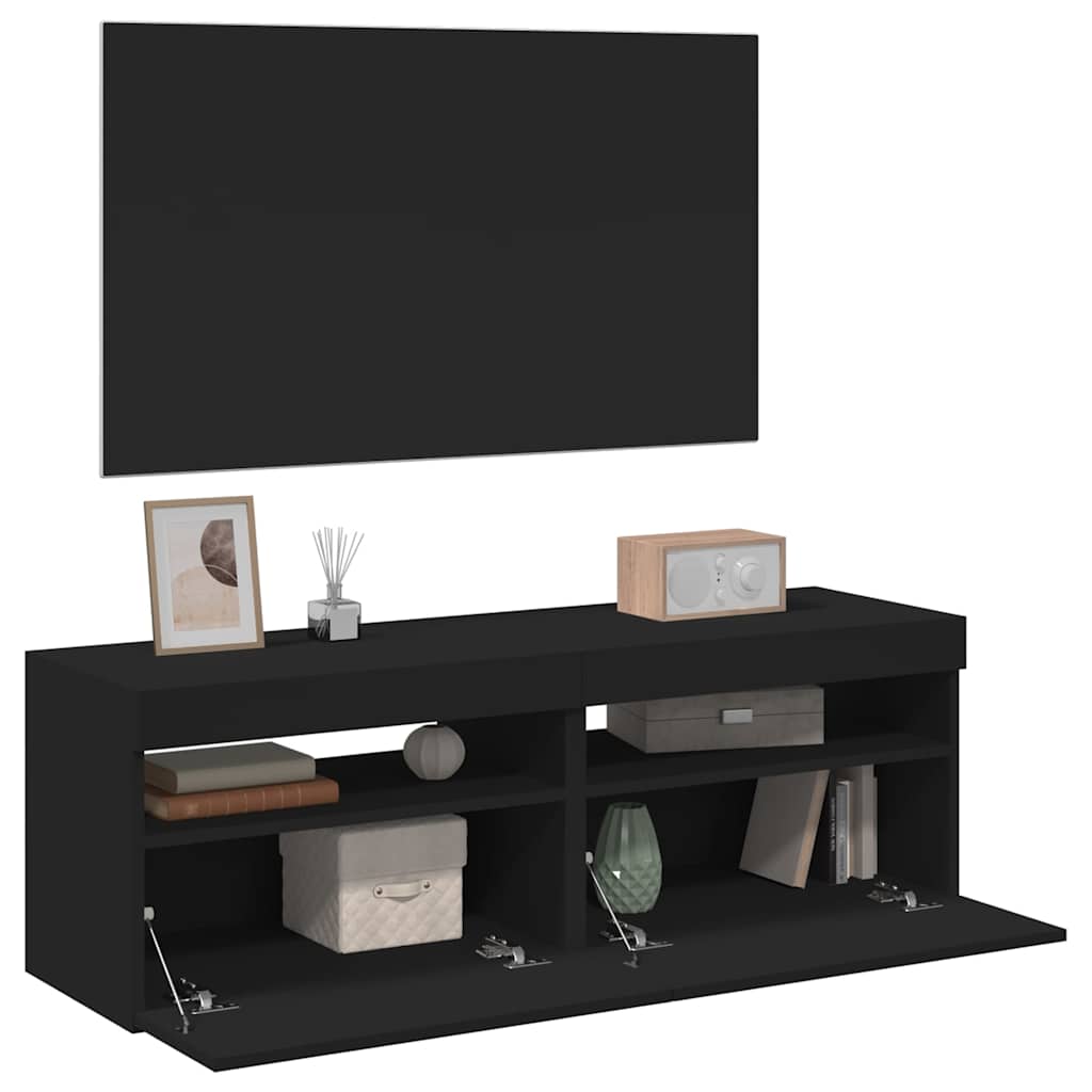 vidaXL Muebles de TV con luces LED 2 uds negro 60x35x40 cm