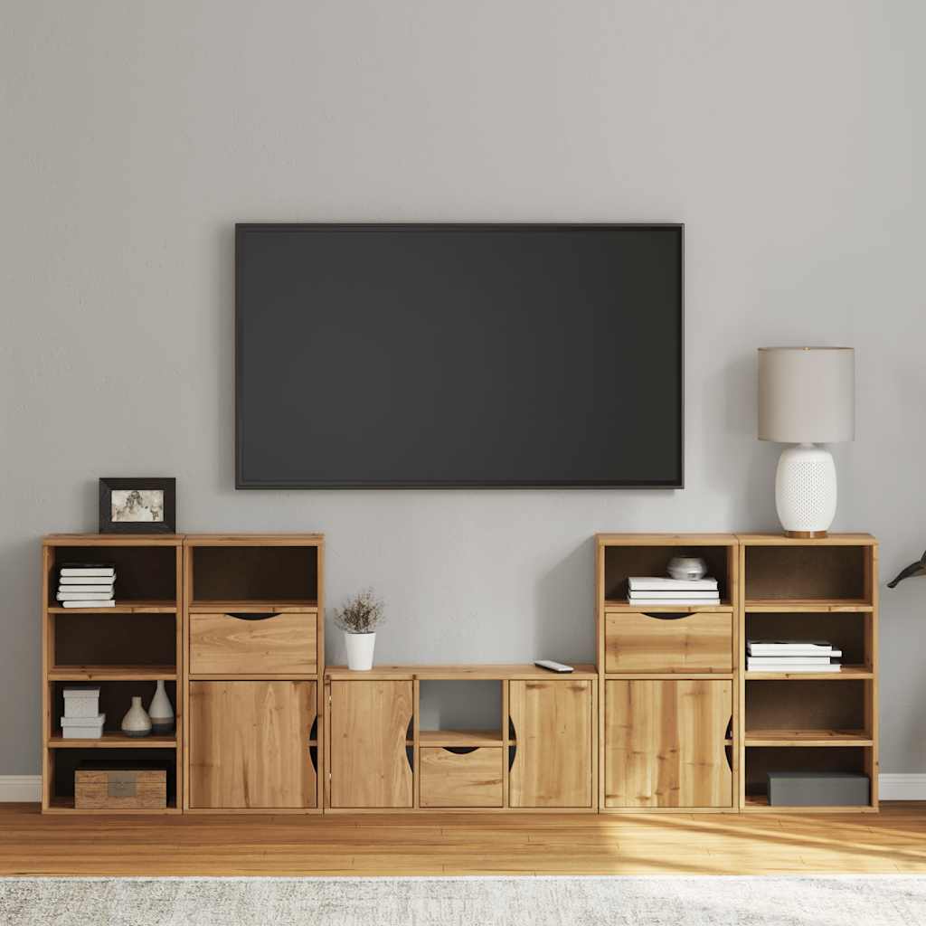 vidaXL Muebles de TV 5 uds. con almacenaje "ODDA" madera maciza pino