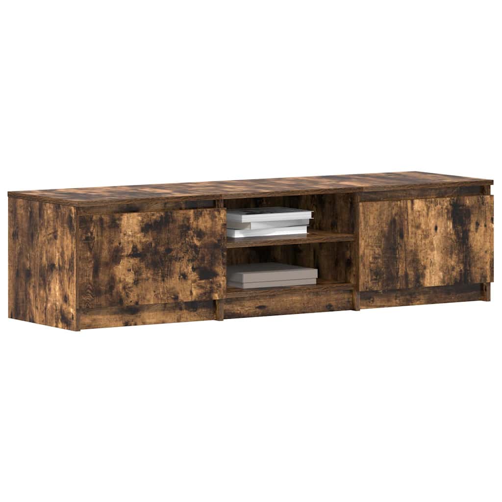 vidaXL Mueble para TV madera contrachapada roble ahumado 140x40x35,5cm - Image 4