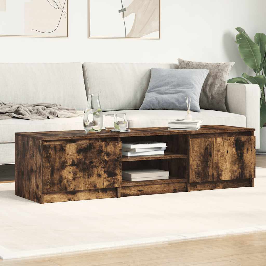 vidaXL Mueble para TV madera contrachapada roble ahumado 140x40x35,5cm - Image 3