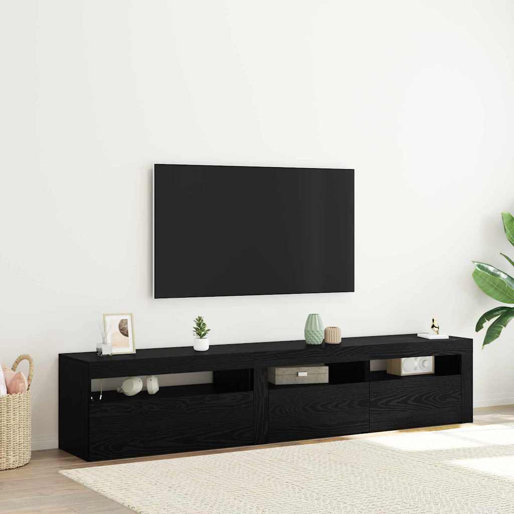 vidaXL Gabinete de TV 2 pcs Roble Negro 195 x 35 x 40 cm