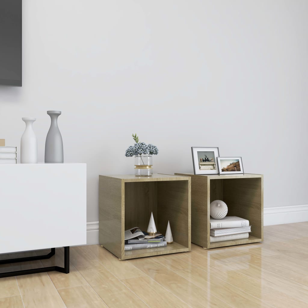 vidaXL Muebles de TV 2uds madera contrachapada roble Sonoma 37x35x37cm