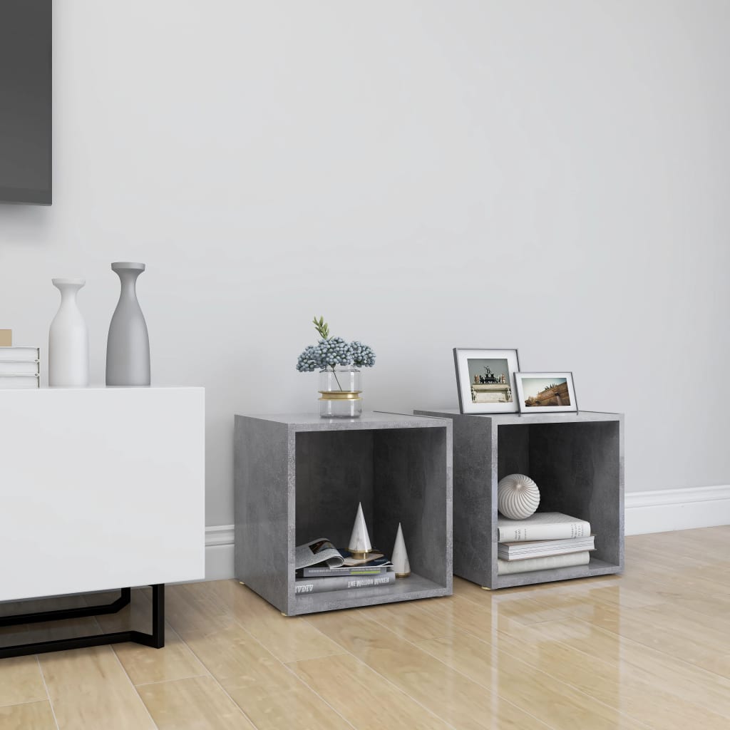 vidaXL Mueble de TV 2uds madera contrachapada gris hormigón 37x35x37cm