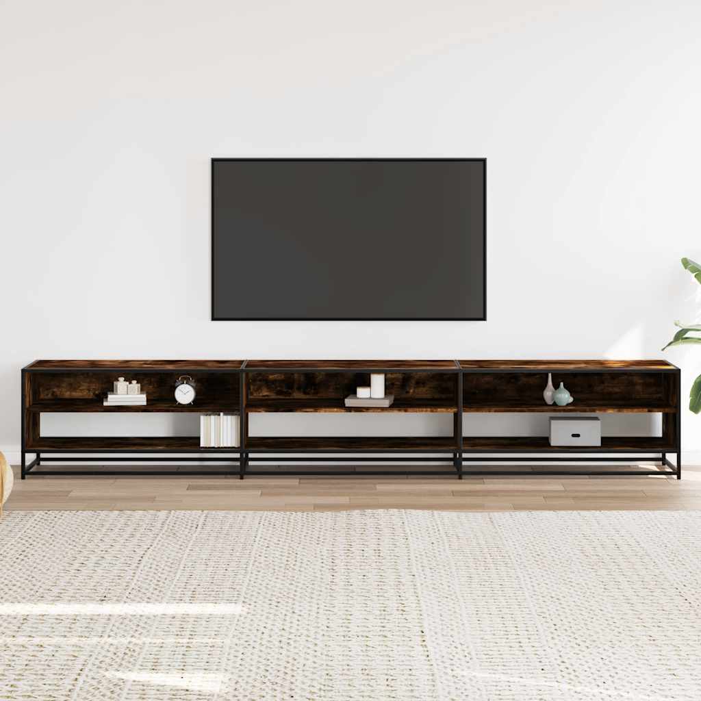 vidaXL Mueble de TV madera de ingeniería roble ahumado 270x40x46 cm - Image 3