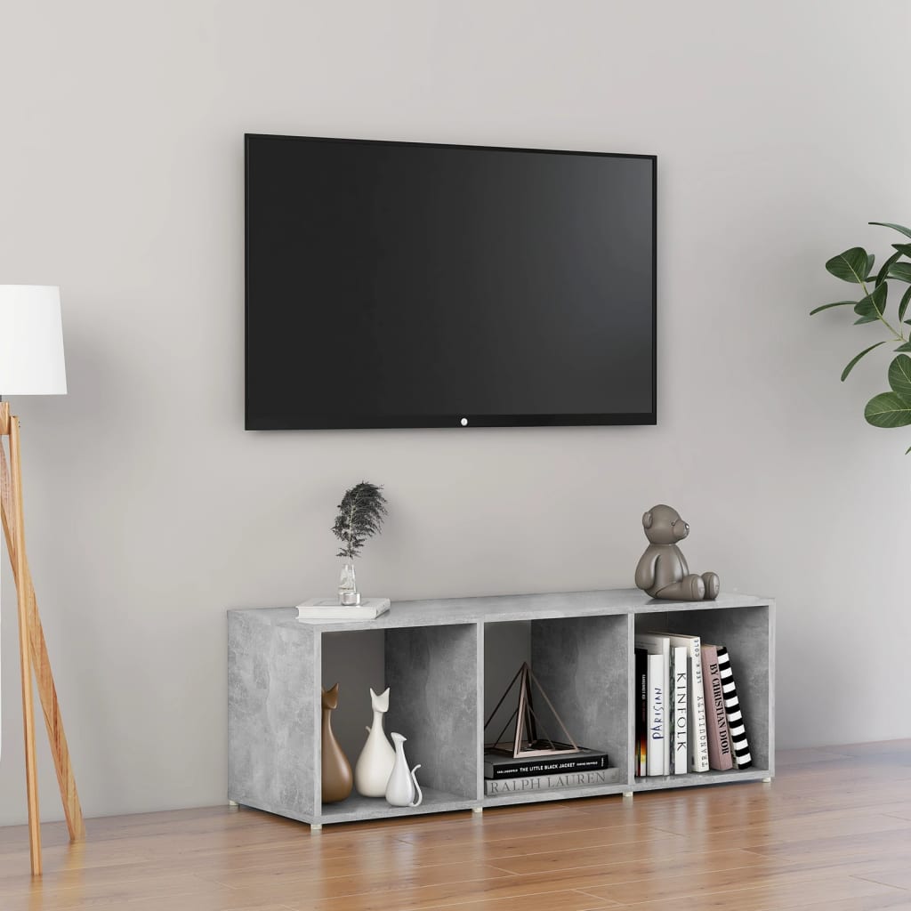 vidaXL Mueble de TV madera contrachapada gris hormigón 107x35x37 cm