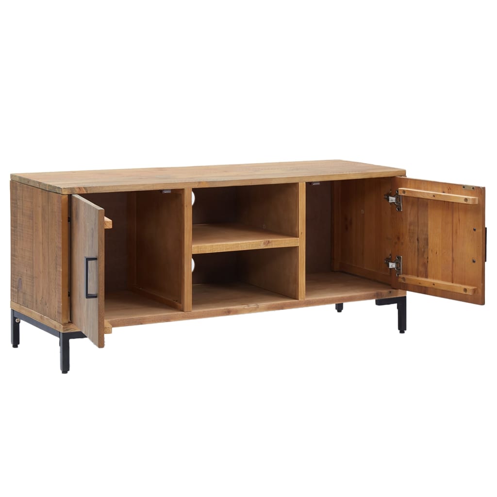 vidaXL Mueble para TV madera maciza de pino marrón 110x35x48 cm - Image 4