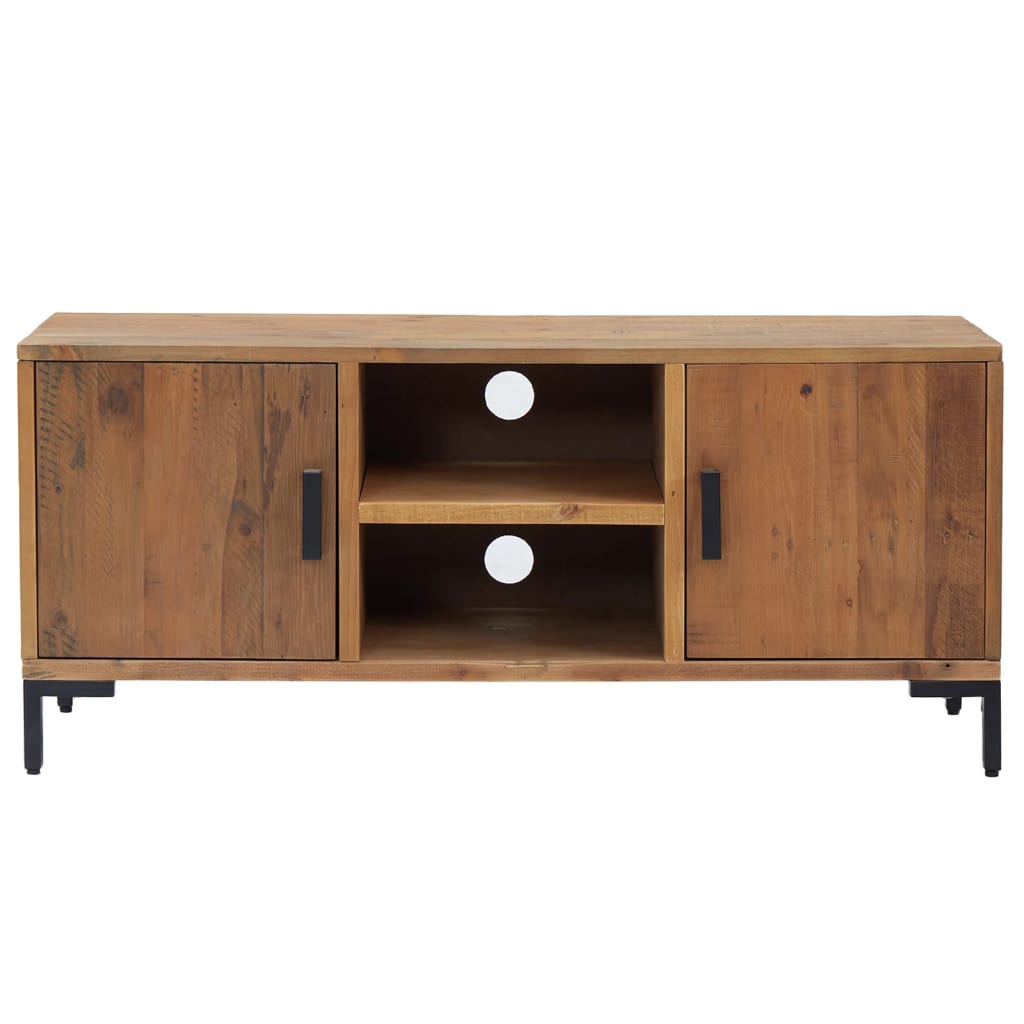 vidaXL Mueble para TV madera maciza de pino marrón 110x35x48 cm - Image 3