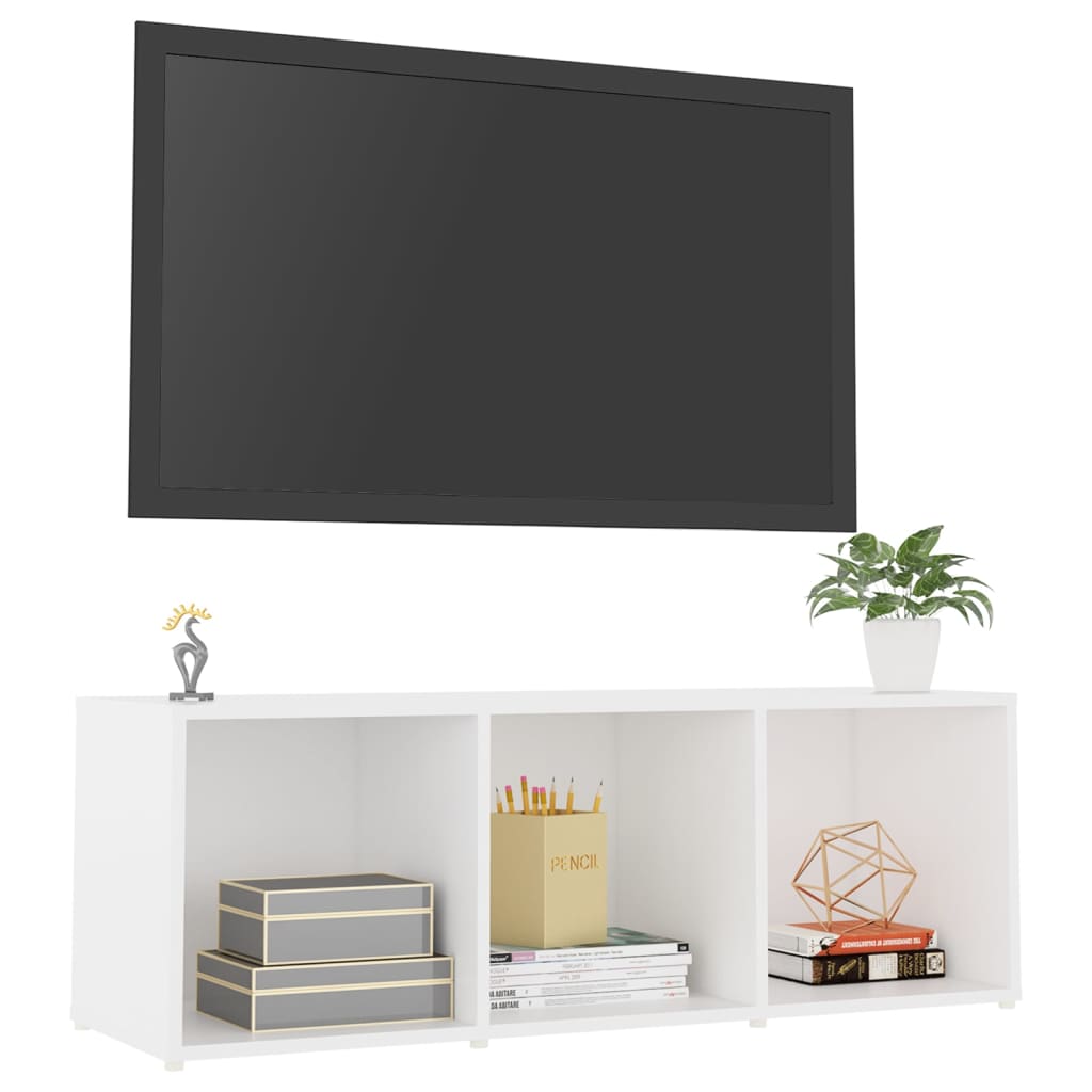 vidaXL Mueble de TV madera contrachapada blanco 107x35x37 cm - Image 3