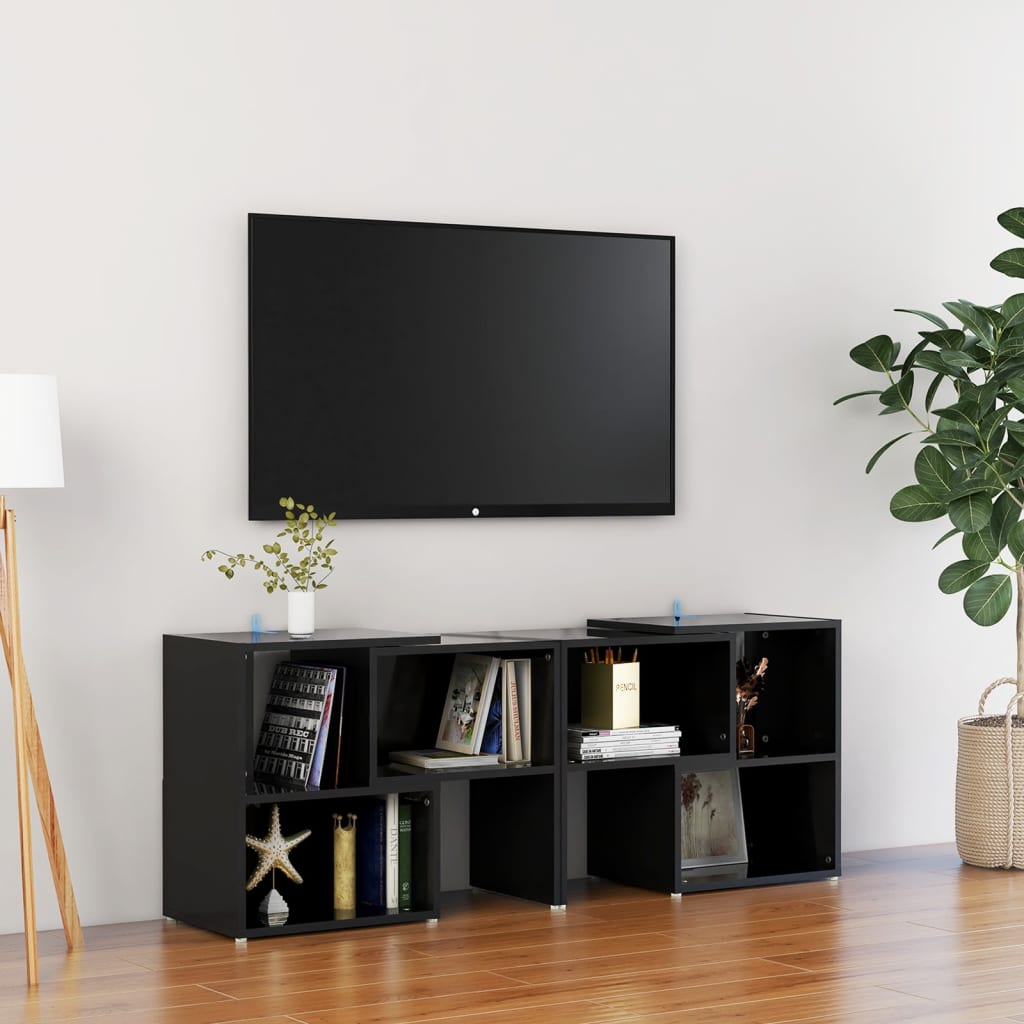 vidaXL Mueble de TV madera contrachapada negro brillante 104x30x52 cm