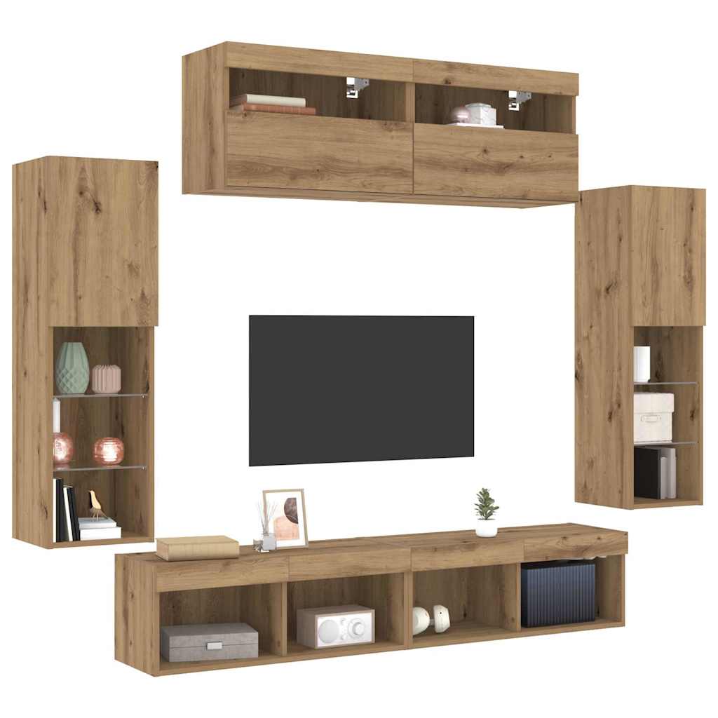 vidaXL Conjunto de mueble de TV 6 pcs Roble artisan - Image 3