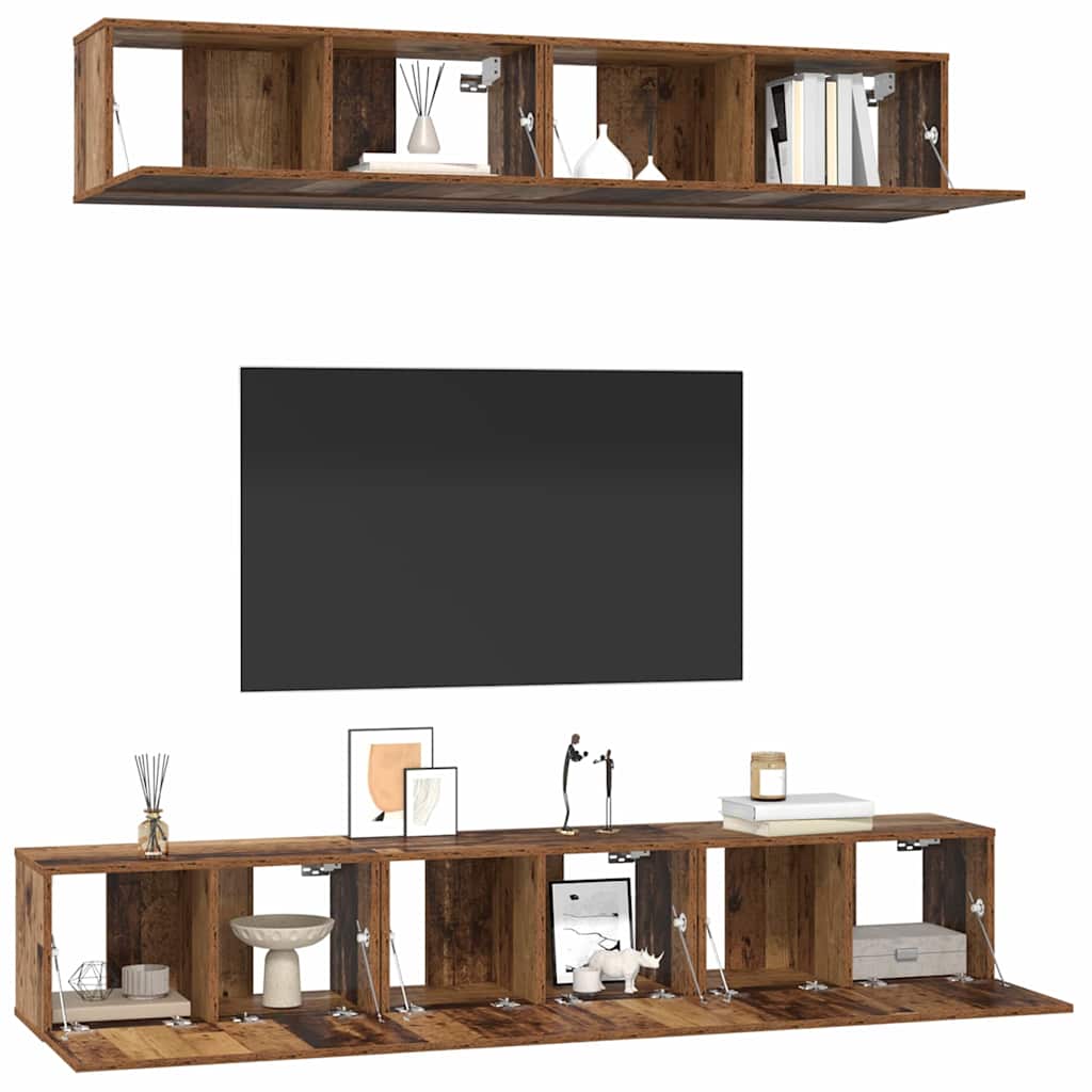 vidaXL Conjunto de mueble de TV 5 pcs Madera envejecida - Image 3