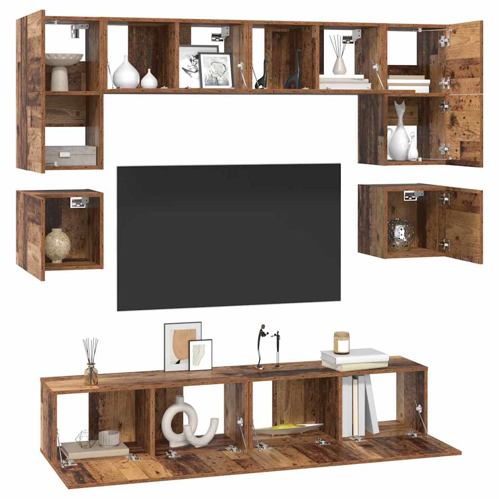 vidaXL Conjunto de mueble de TV 8 pcs Madera envejecida - Image 3