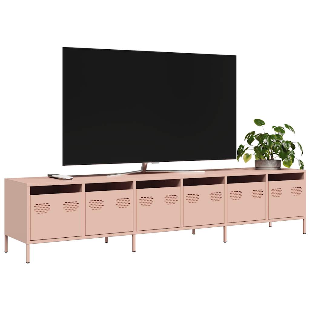 vidaXL Mueble para TV acero laminado en frío rosa 202x39x43,5 cm