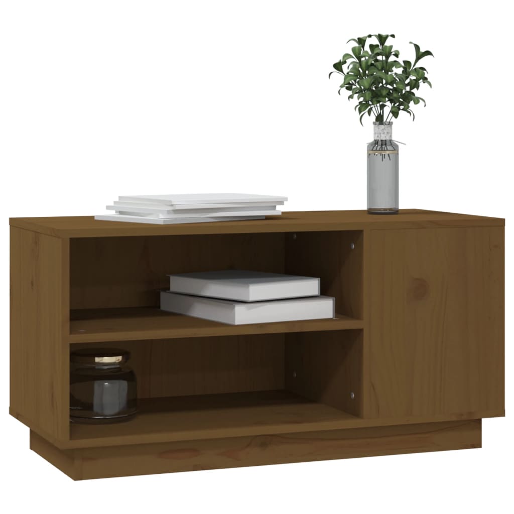 vidaXL Mueble de TV madera maciza de pino marrón miel 80x35x40,5 cm - Image 4