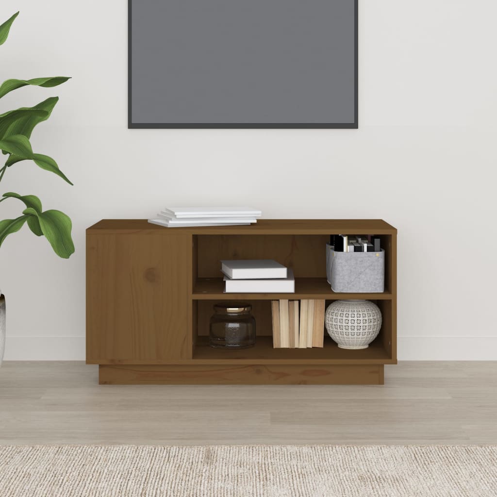 vidaXL Mueble de TV madera maciza de pino marrón miel 80x35x40,5 cm - Image 3