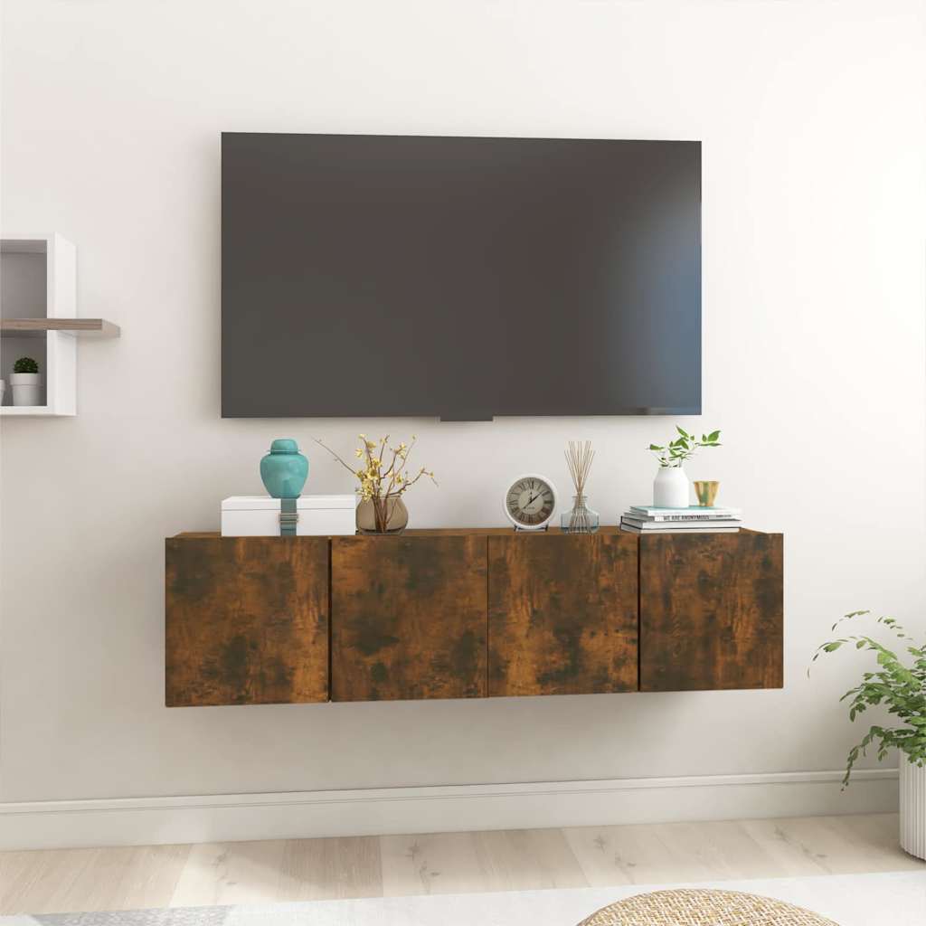 vidaXL Muebles para TV colgantes 2 uds roble ahumado 60x30x30 cm