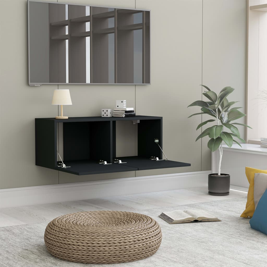 vidaXL Mueble para TV madera contrachapada negro 80x30x30 cm - Image 3