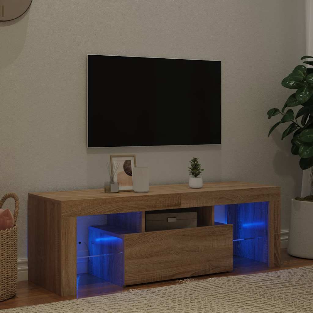 vidaXL Mueble de TV con luces LED roble Sonoma 120x35x40 cm