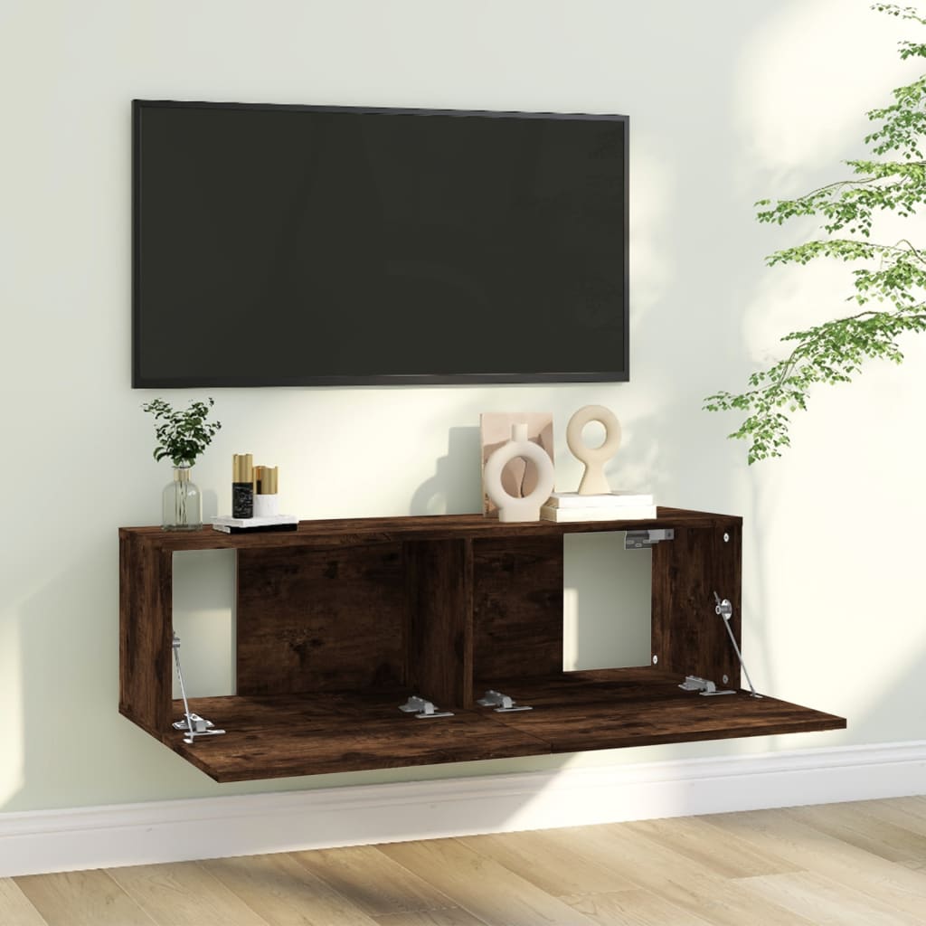 vidaXL Mueble de TV madera contrachapada roble ahumado 100x30x30 cm - Image 3