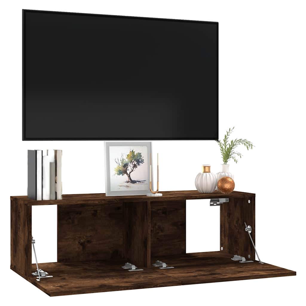 vidaXL Mueble de TV madera contrachapada roble ahumado 100x30x30 cm - Image 4