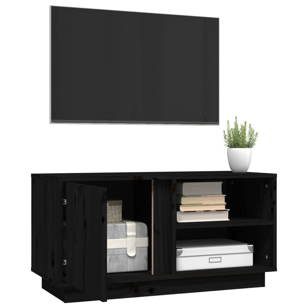 vidaXL Mueble de TV madera maciza de pino negro 80x35x40,5 cm - Image 5