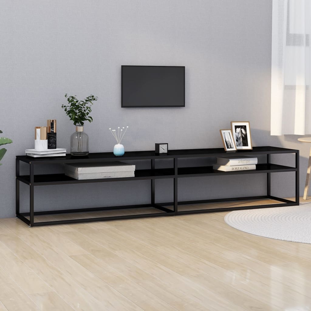 vidaXL Mueble para TV vidrio templado negro 200x40x40,5 cm