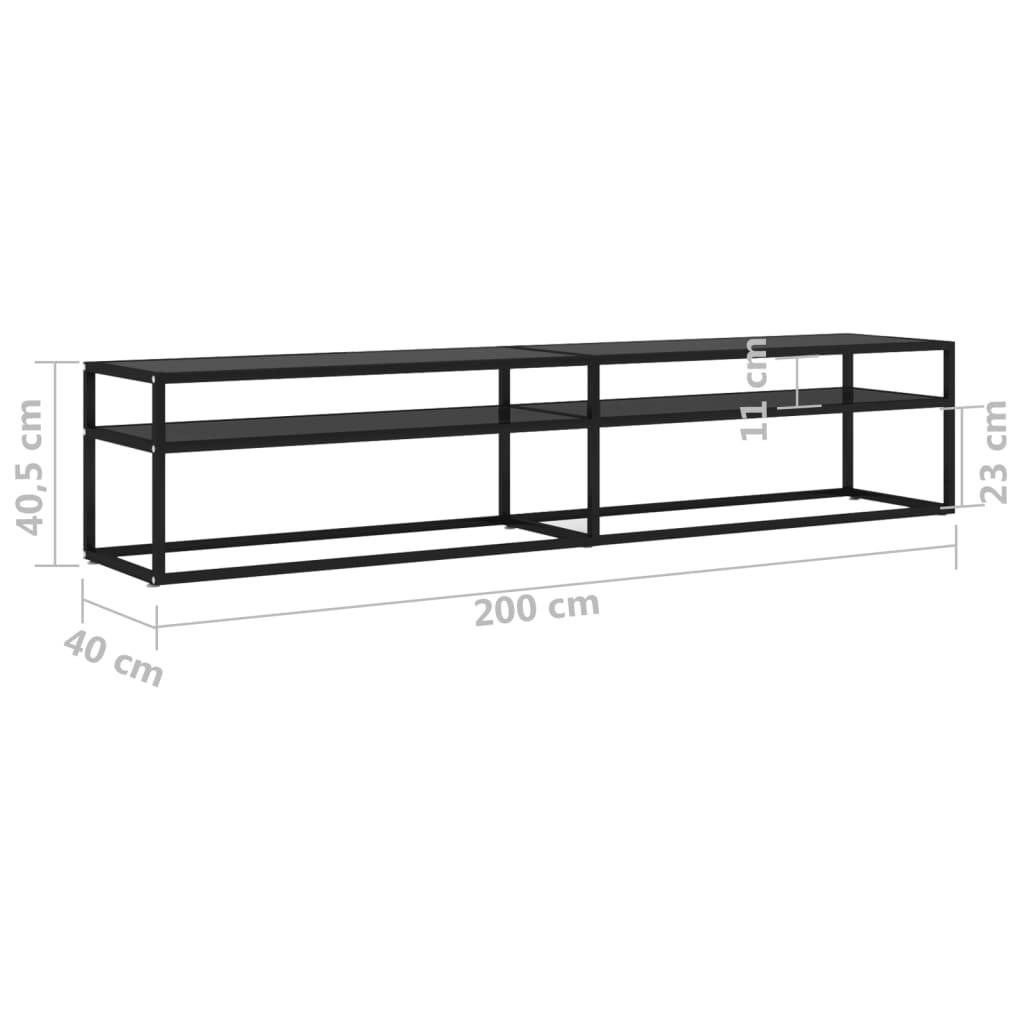 vidaXL Mueble para TV vidrio templado negro 200x40x40,5 cm - Image 6