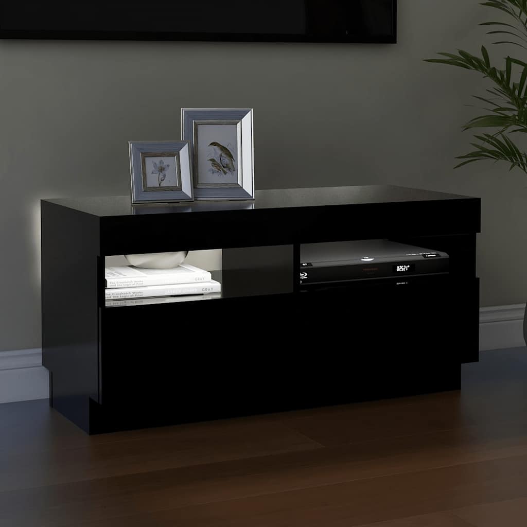 vidaXL Mueble de TV con luces LED negro 80x35x40 cm - Image 5