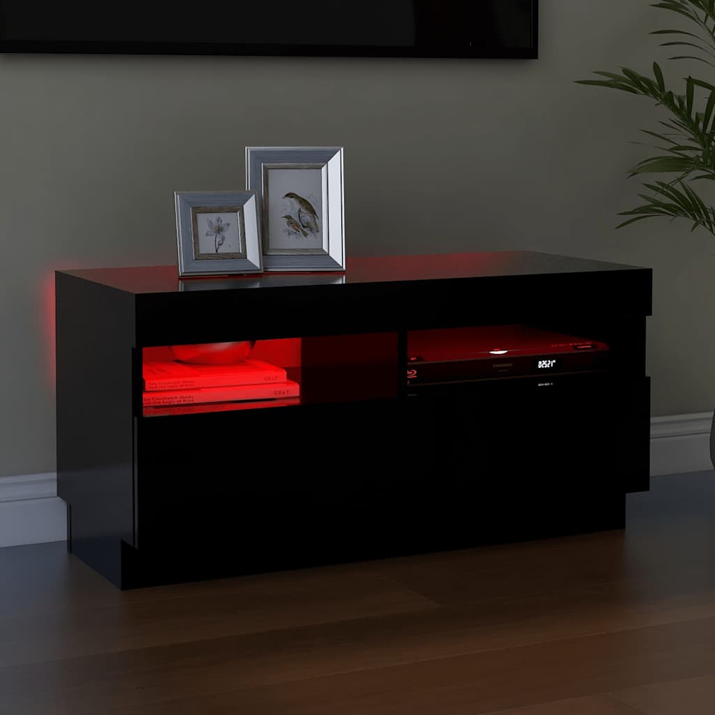 vidaXL Mueble de TV con luces LED negro 80x35x40 cm - Image 3