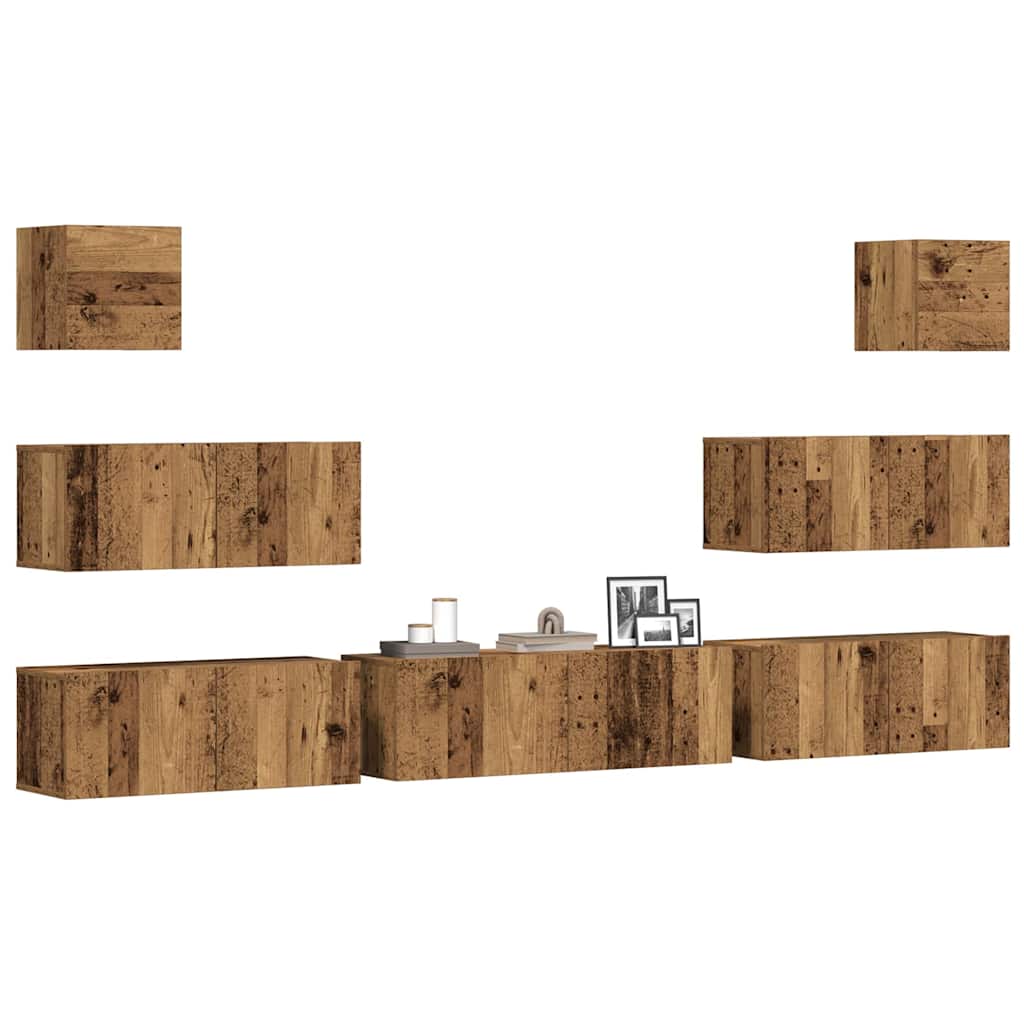 vidaXL Conjunto de mueble de TV 7 piezas montado la pared madera vieja