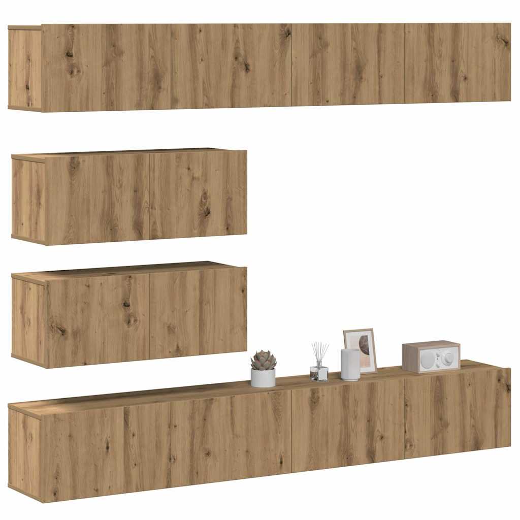 vidaXL Mueble para TV de pared madera contrachapada artesanal 6 piezas