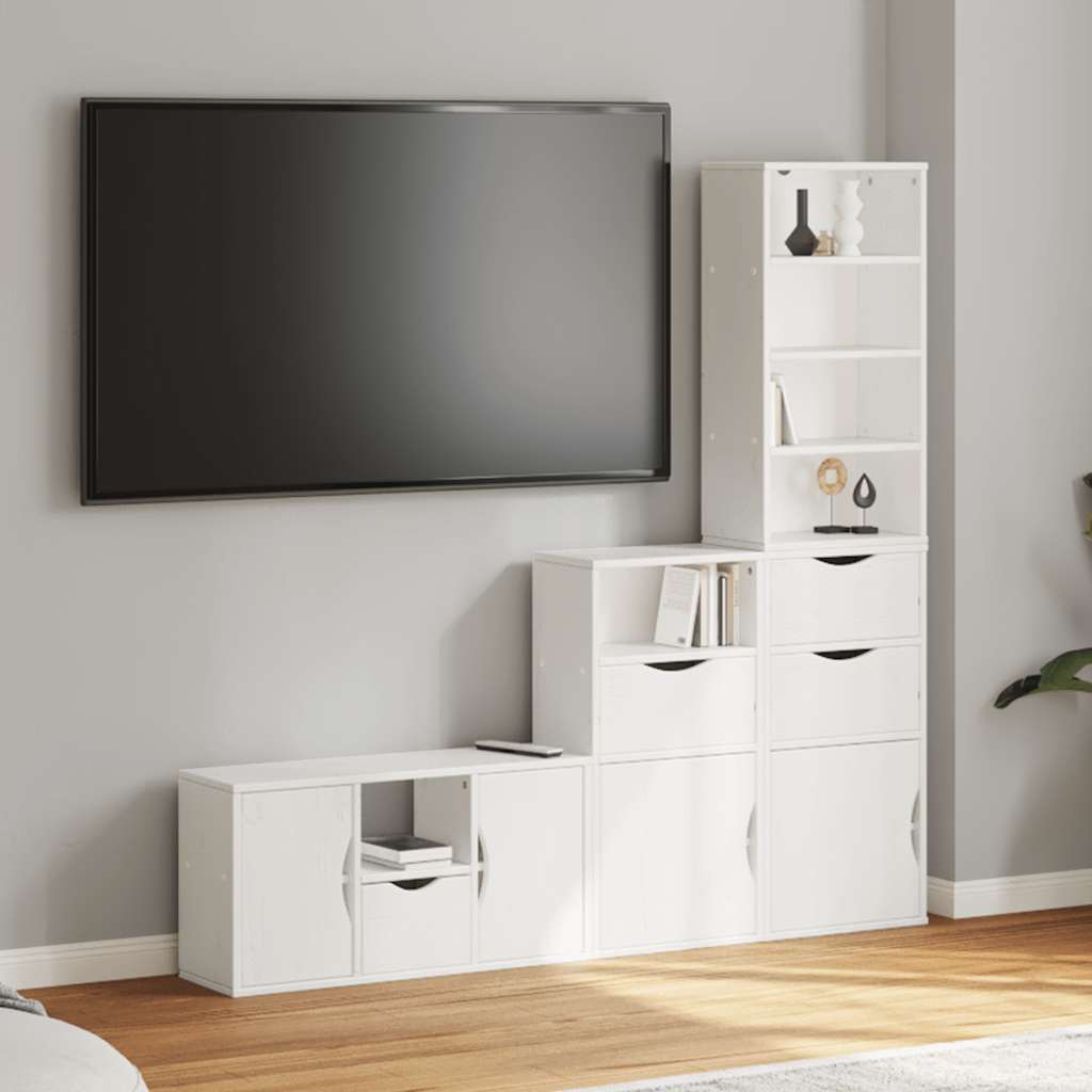 vidaXL Muebles de TV 4 uds. con almacenaje "ODDA" blanco madera pino