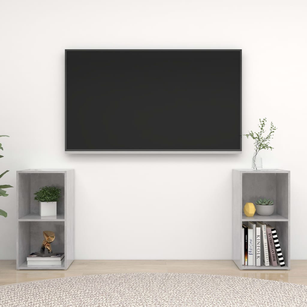 vidaXL Muebles de salón de pared 2 pzs madera ingeniería gris hormigón