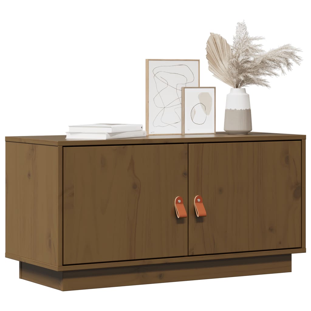 vidaXL Mueble de TV madera maciza de pino marrón miel 80x34x40 cm - Image 3
