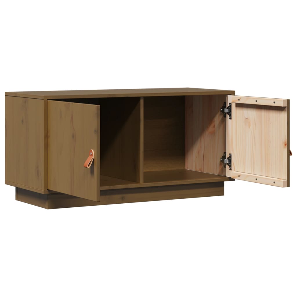 vidaXL Mueble de TV madera maciza de pino marrón miel 80x34x40 cm - Image 5